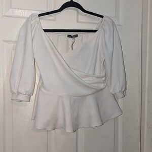 Boohoo Off Shoulder White Peplum top